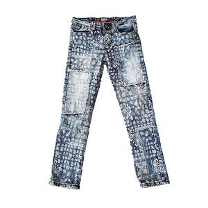 Rock Salt Junior's Patchwork/Tattered Denim Jeans - Size 12 Junior